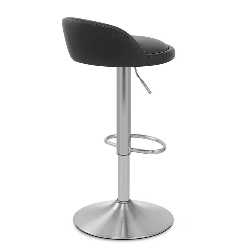 Chaise de Bar Faux Cuir Chrome Brossé - Lulu Noir