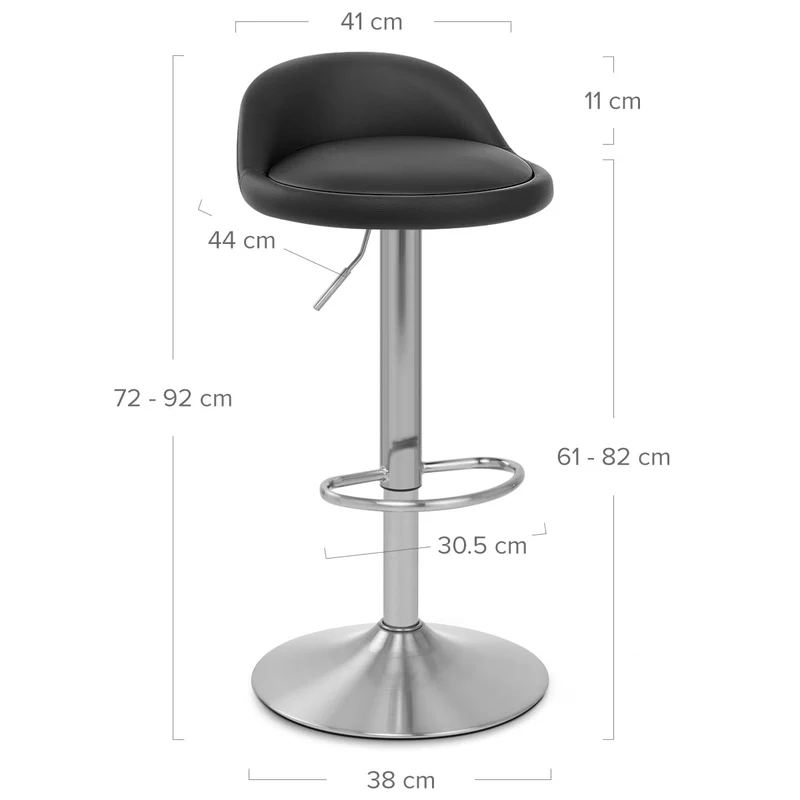 Chaise de Bar Faux Cuir Chrome Brossé - Lulu Noir