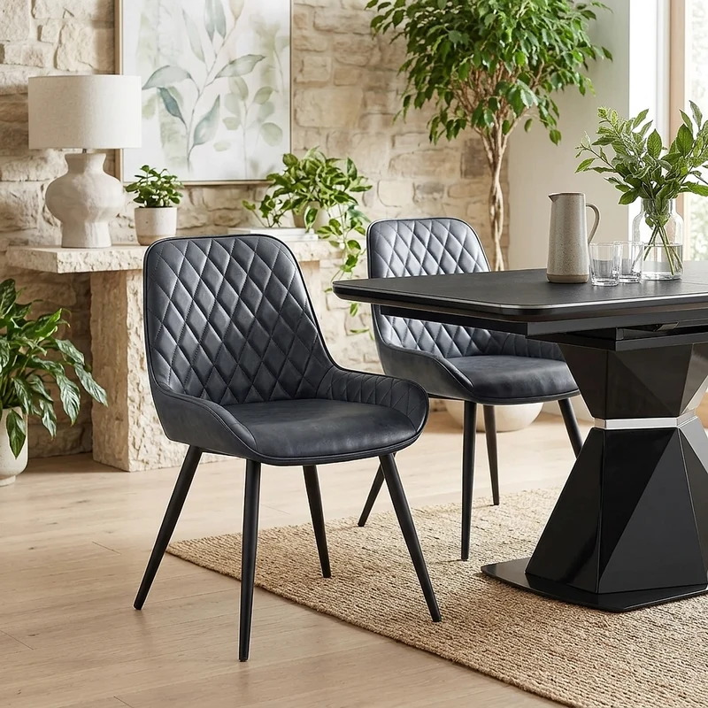 Chaise Faux Cuir Antique - Lincoln Bleu Foncé