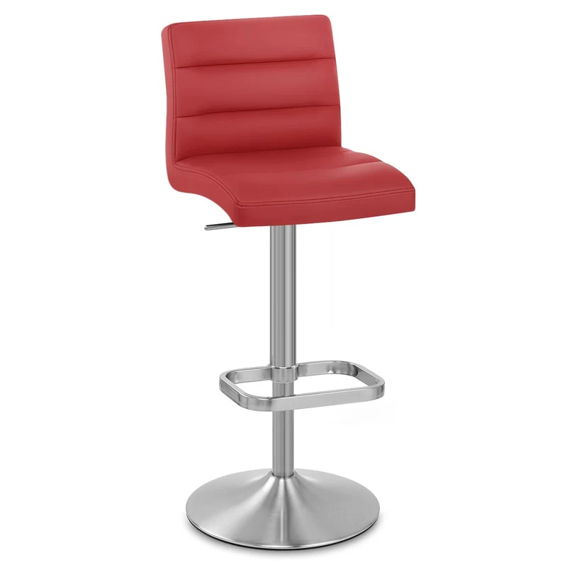 Chaise de Bar Faux Cuir Chrome Brossé - Lush Rouge
