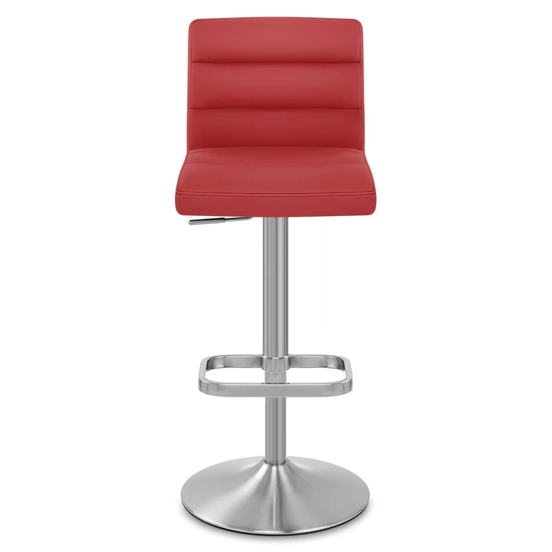 Chaise de Bar Faux Cuir Chrome Brossé - Lush Rouge