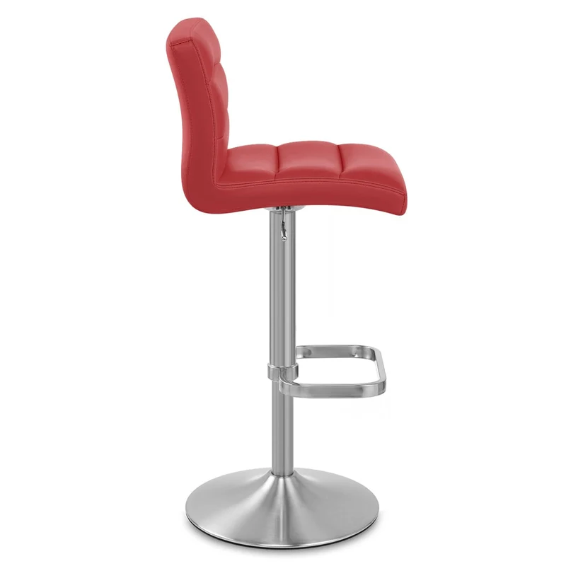 Chaise de Bar Faux Cuir Chrome Brossé - Lush Rouge