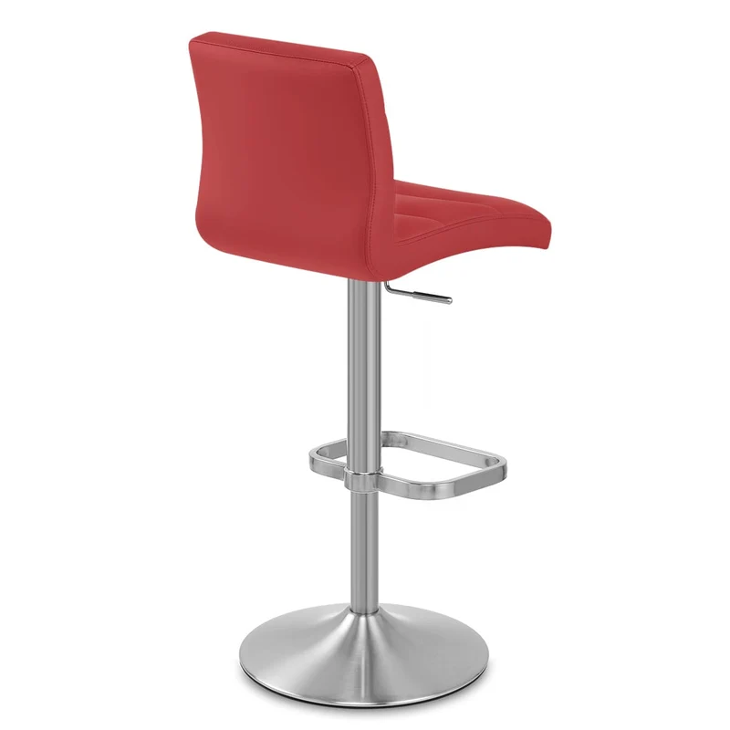 Chaise de Bar Faux Cuir Chrome Brossé - Lush Rouge