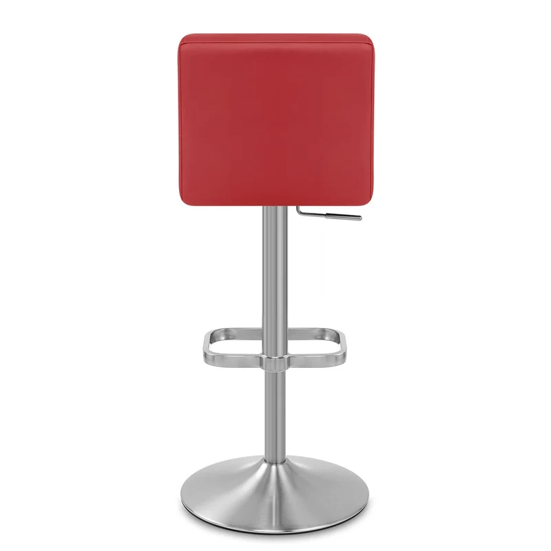 Chaise de Bar Faux Cuir Chrome Brossé - Lush Rouge