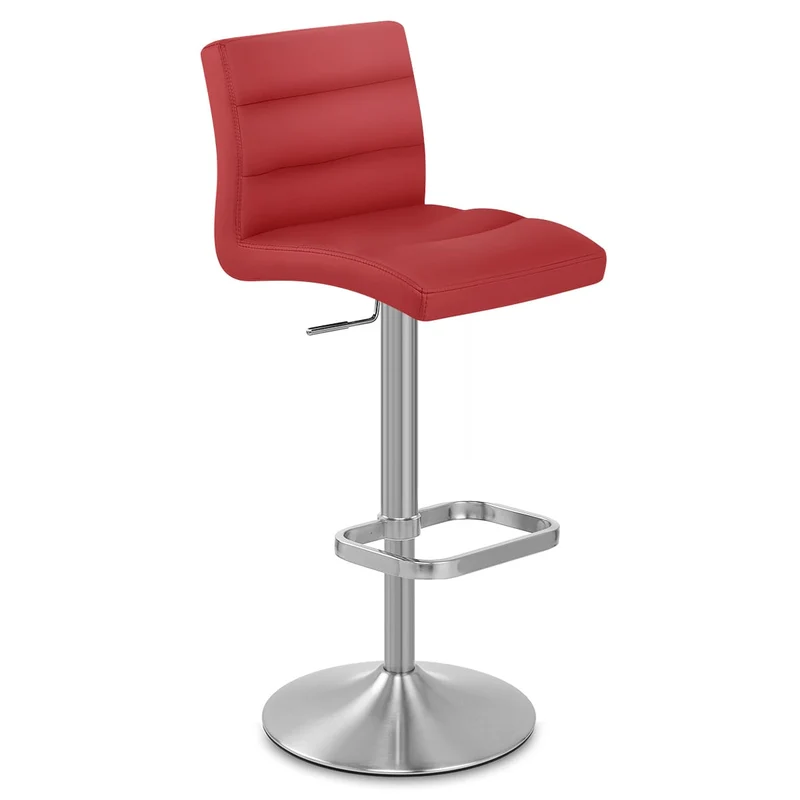 Chaise de Bar Faux Cuir Chrome Brossé - Lush Rouge