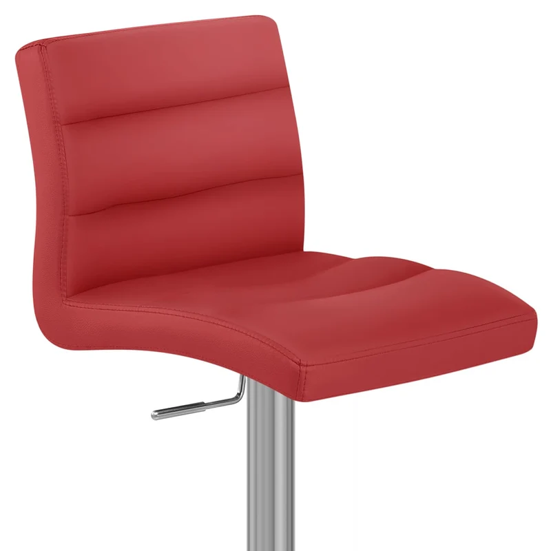 Chaise de Bar Faux Cuir Chrome Brossé - Lush Rouge
