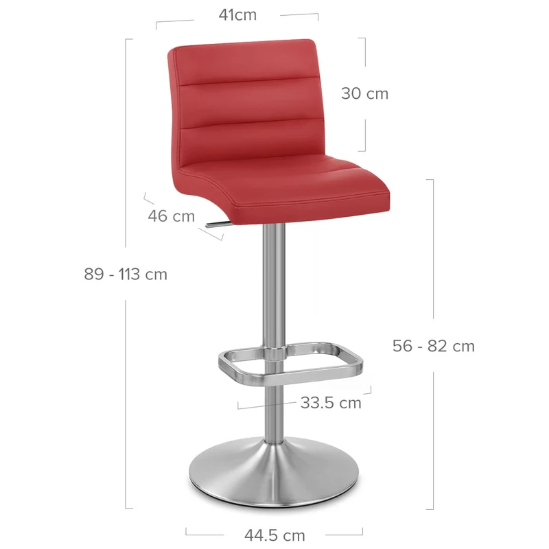 Chaise de Bar Faux Cuir Chrome Brossé - Lush Rouge