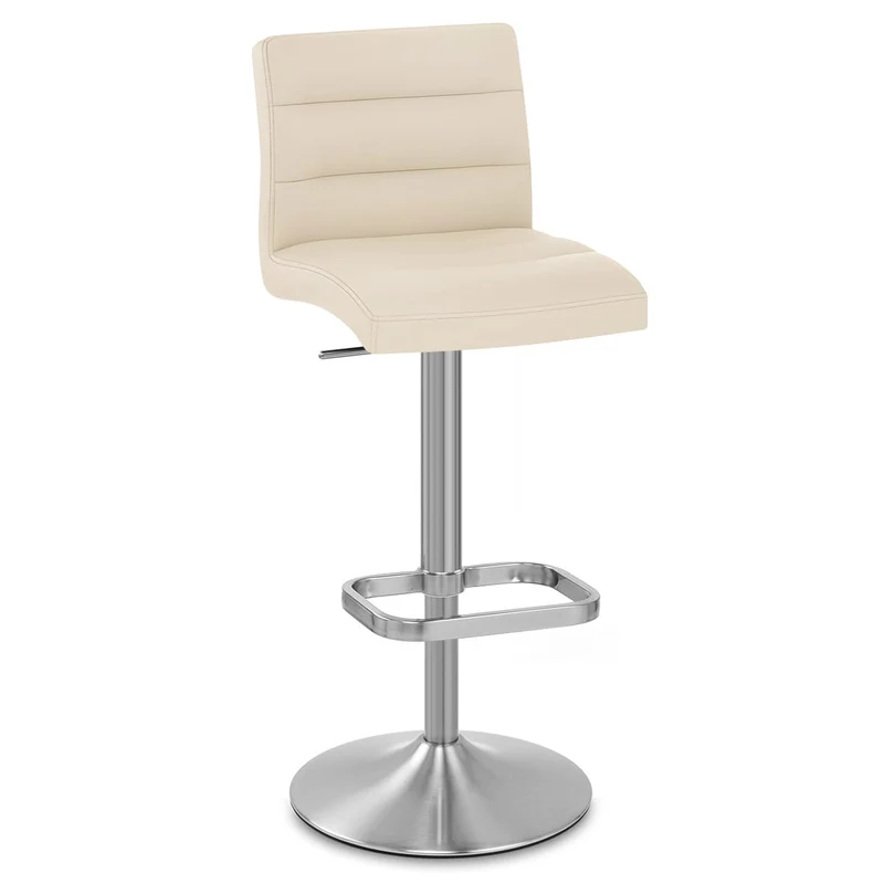 Chaise de Bar Faux Cuir Chrome Brossé - Lush Crème