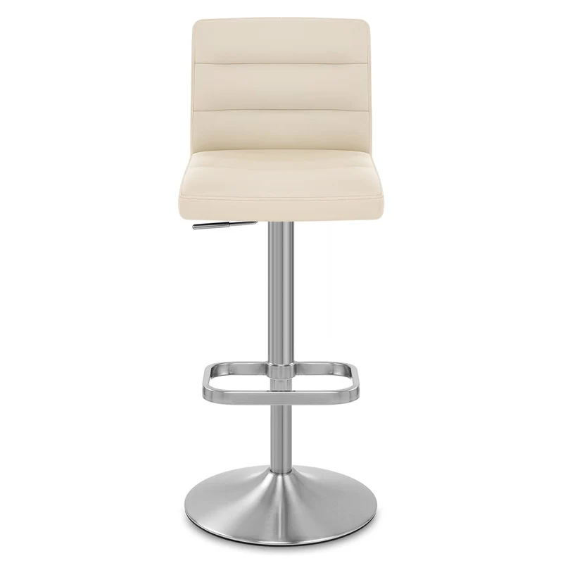 Chaise de Bar Faux Cuir Chrome Brossé - Lush Crème