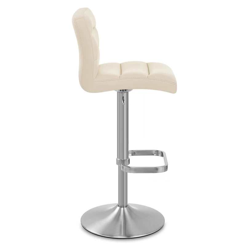 Chaise de Bar Faux Cuir Chrome Brossé - Lush Crème
