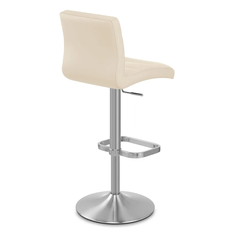 Chaise de Bar Faux Cuir Chrome Brossé - Lush Crème