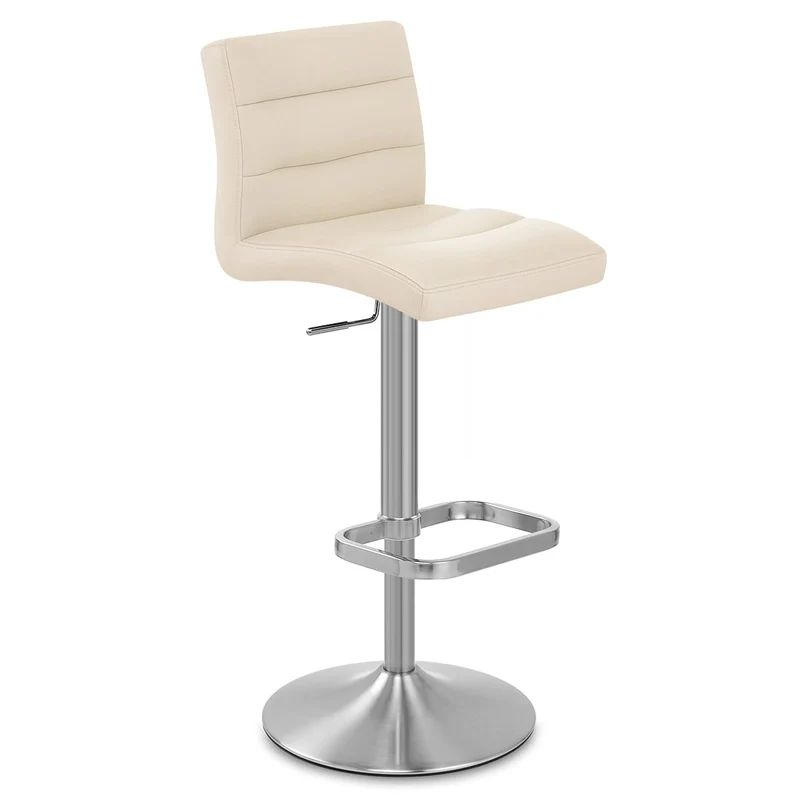 Chaise de Bar Faux Cuir Chrome Brossé - Lush Crème