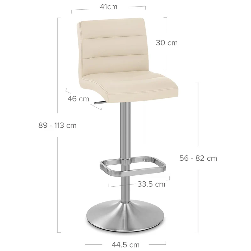 Chaise de Bar Faux Cuir Chrome Brossé - Lush Crème