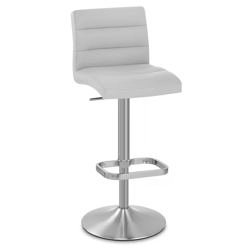 Chaise de Bar Faux Cuir Chrome Brossé - Lush Gris
