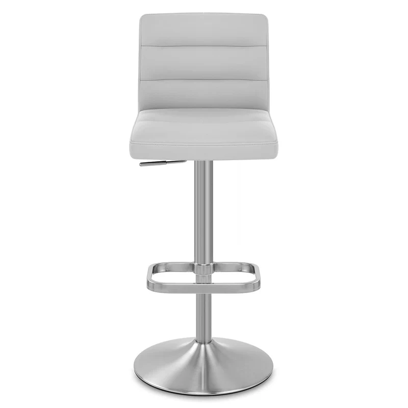 Chaise de Bar Faux Cuir Chrome Brossé - Lush Gris