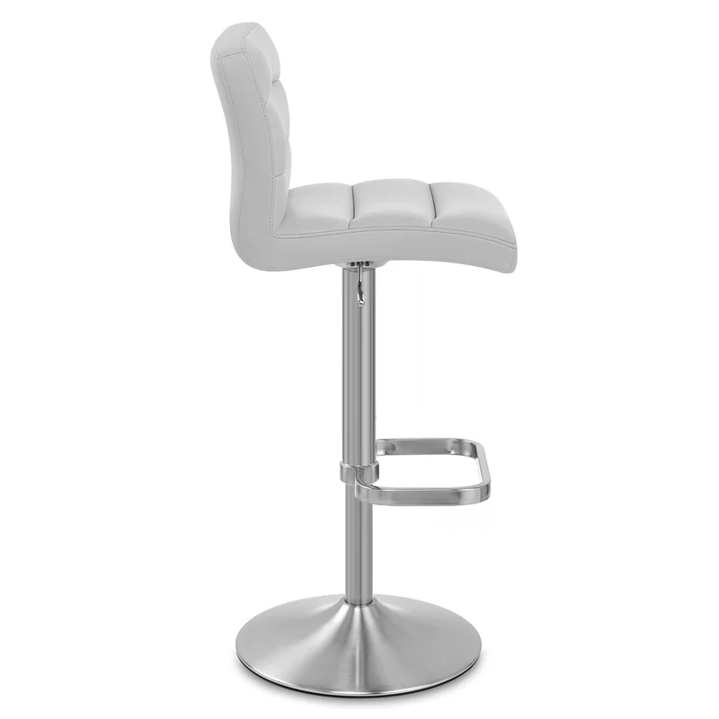 Chaise de Bar Faux Cuir Chrome Brossé - Lush Gris