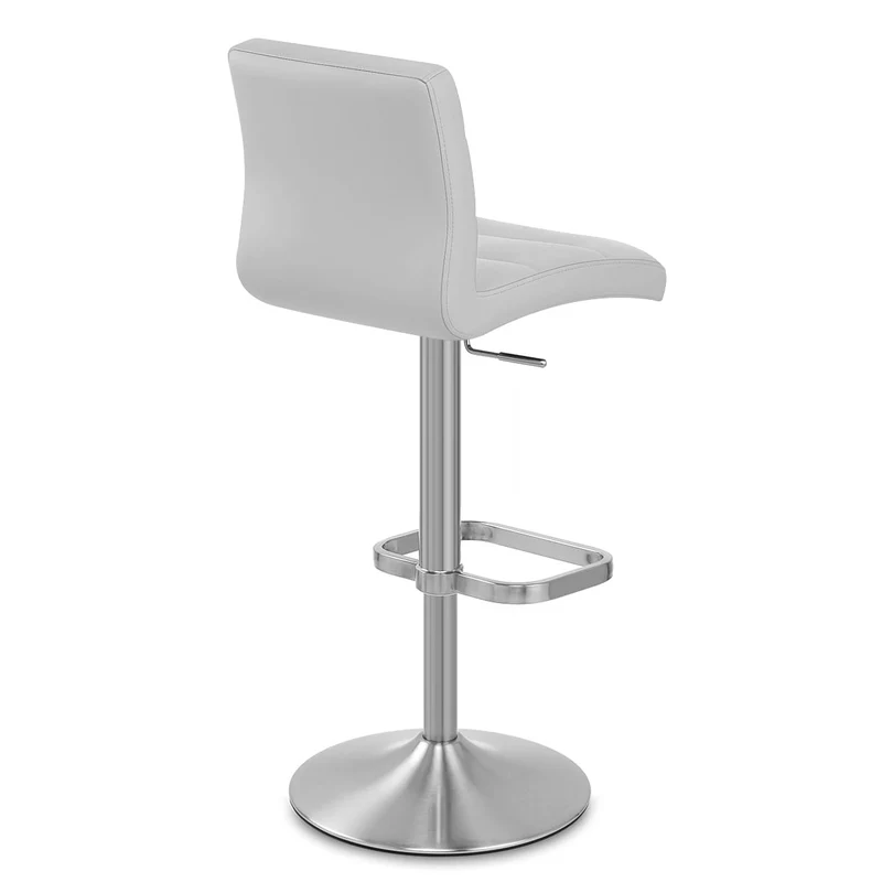 Chaise de Bar Faux Cuir Chrome Brossé - Lush Gris