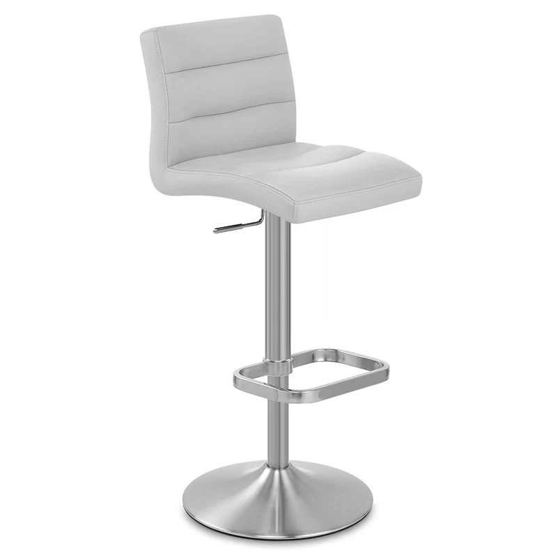 Chaise de Bar Faux Cuir Chrome Brossé - Lush Gris