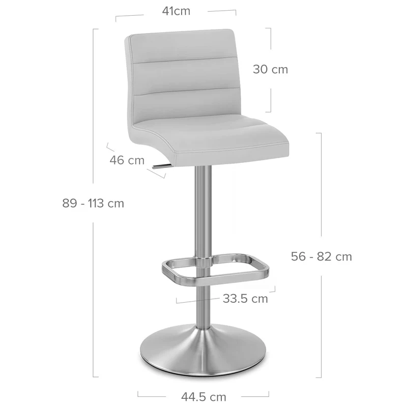 Chaise de Bar Faux Cuir Chrome Brossé - Lush Gris