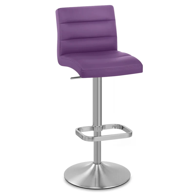 Chaise de Bar Faux Cuir Chrome Brossé - Lush Violet