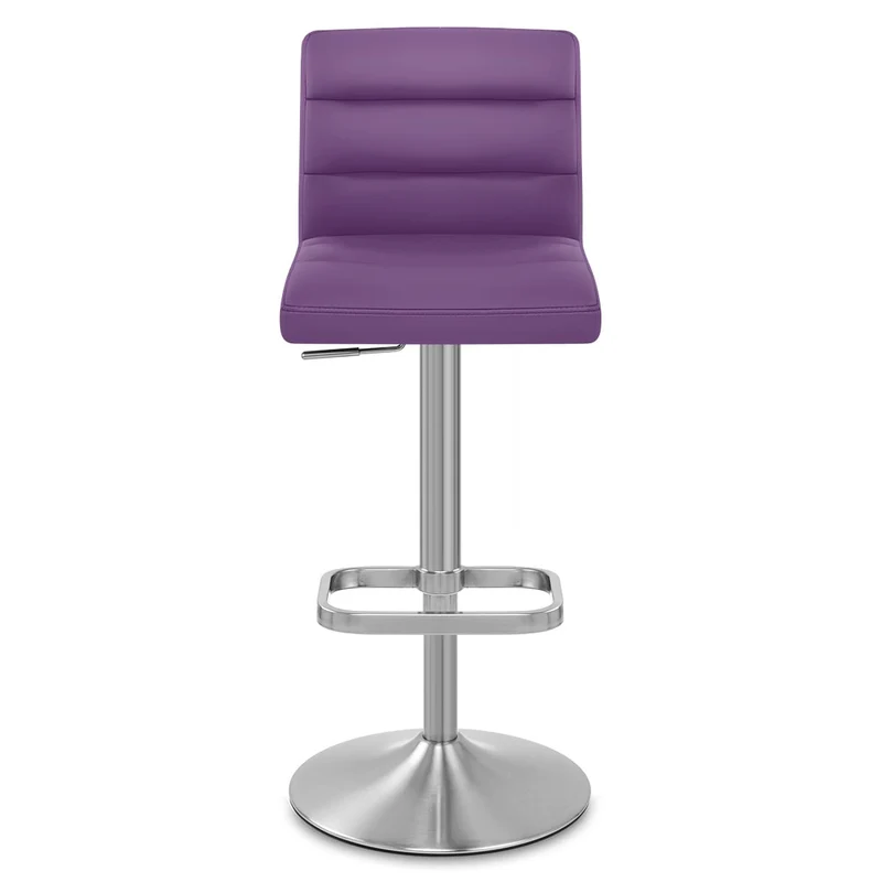 Chaise de Bar Faux Cuir Chrome Brossé - Lush Violet