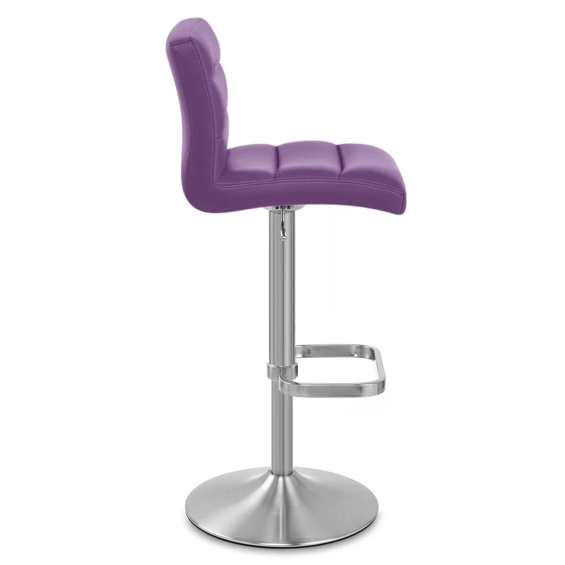 Chaise de Bar Faux Cuir Chrome Brossé - Lush Violet