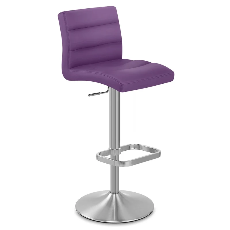 Chaise de Bar Faux Cuir Chrome Brossé - Lush Violet
