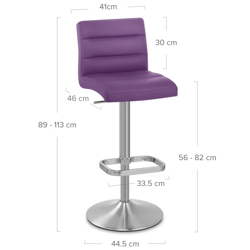 Chaise de Bar Faux Cuir Chrome Brossé - Lush Violet