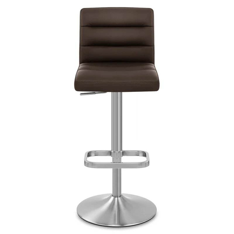 Chaise de Bar Faux Cuir Chrome Brossé - Lush Marron