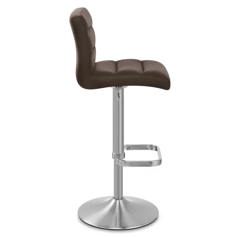 Chaise de Bar Faux Cuir Chrome Brossé - Lush Marron