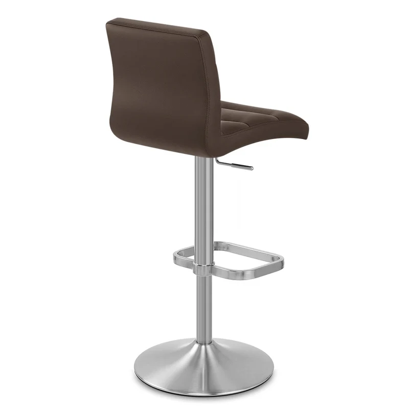 Chaise de Bar Faux Cuir Chrome Brossé - Lush Marron