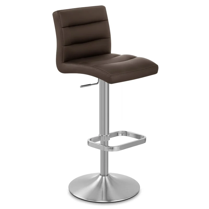 Chaise de Bar Faux Cuir Chrome Brossé - Lush Marron