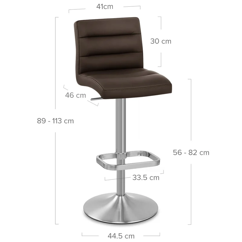 Chaise de Bar Faux Cuir Chrome Brossé - Lush Marron