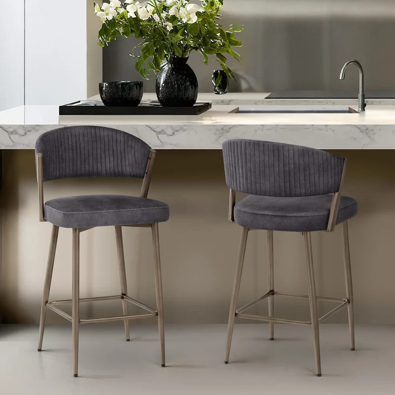 Tabouret velours - Lusso Gris Foncé