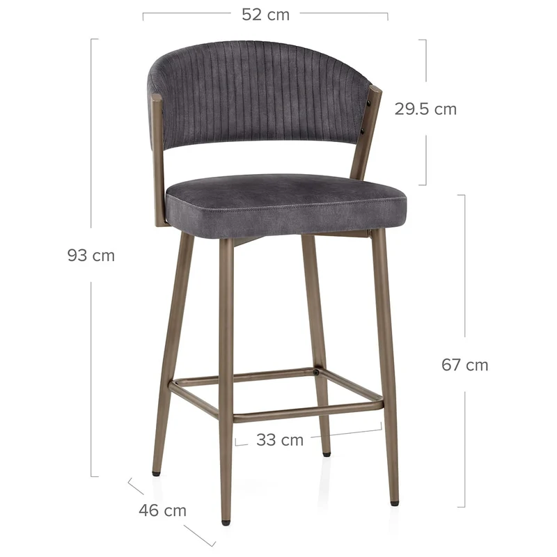 Tabouret velours - Lusso Gris Foncé