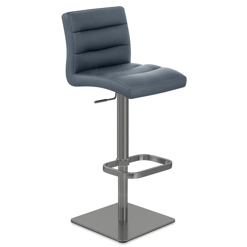 Chaise de Bar Cuir Chrome Brossé Graphite - Lush Bleu