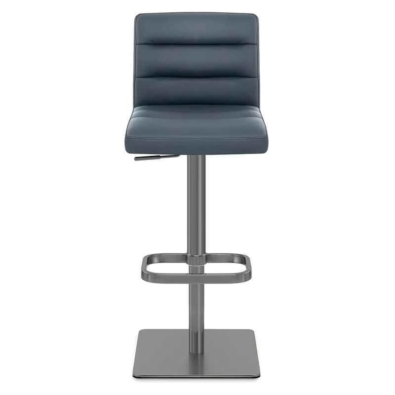 Chaise de Bar Cuir Chrome Brossé Graphite - Lush Bleu