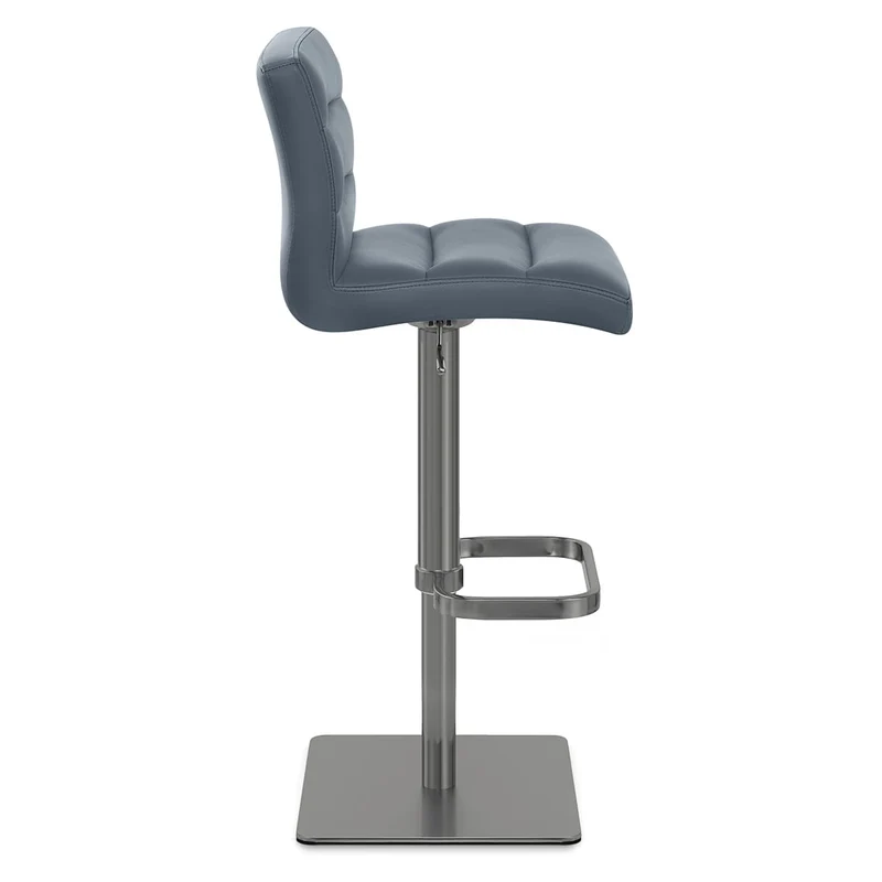 Chaise de Bar Cuir Chrome Brossé Graphite - Lush Bleu
