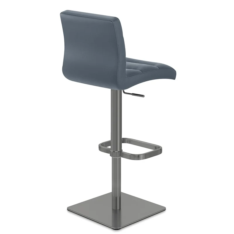Chaise de Bar Cuir Chrome Brossé Graphite - Lush Bleu
