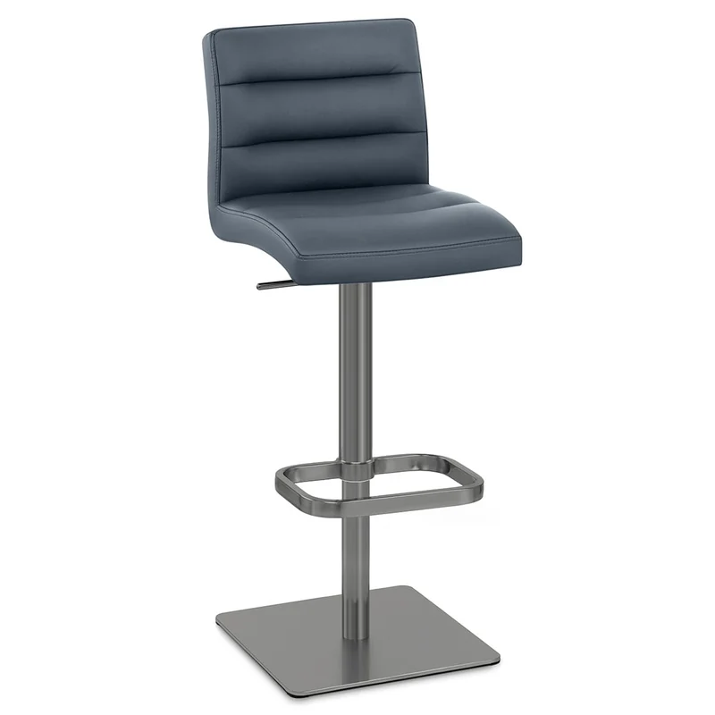 Chaise de Bar Cuir Chrome Brossé Graphite - Lush Bleu
