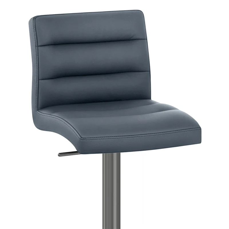 Chaise de Bar Cuir Chrome Brossé Graphite - Lush Bleu