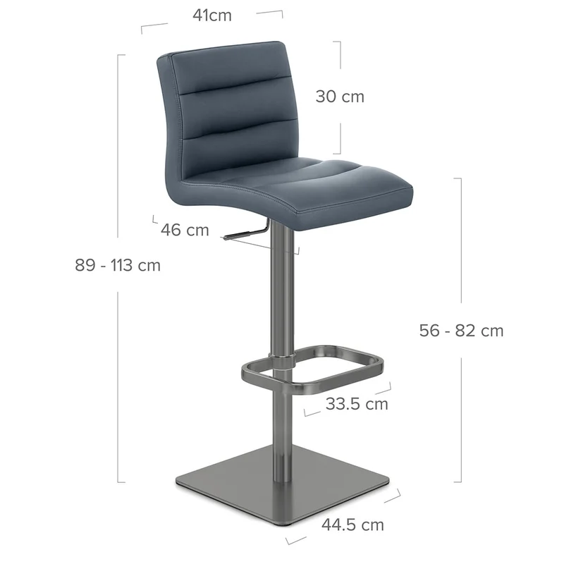Chaise de Bar Cuir Chrome Brossé Graphite - Lush Bleu