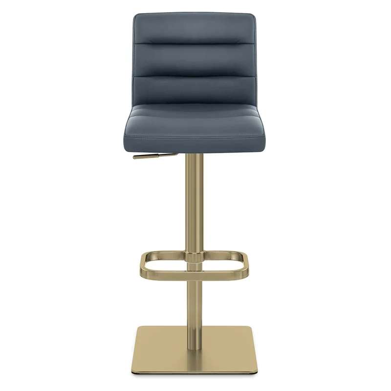 Chaise de Bar Cuir Chrome Brossé Or - Lush Bleu