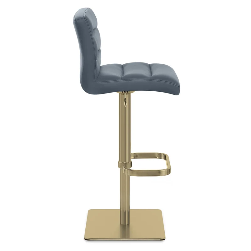 Chaise de Bar Cuir Chrome Brossé Or - Lush Bleu