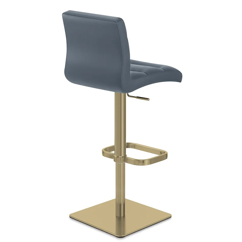 Chaise de Bar Cuir Chrome Brossé Or - Lush Bleu