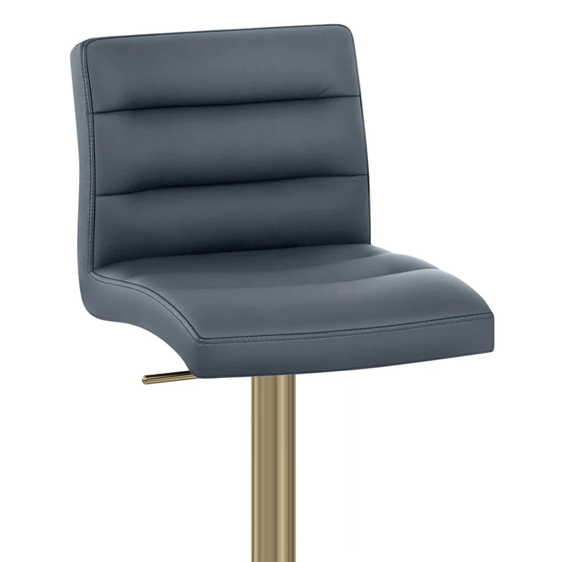 Chaise de Bar Cuir Chrome Brossé Or - Lush Bleu