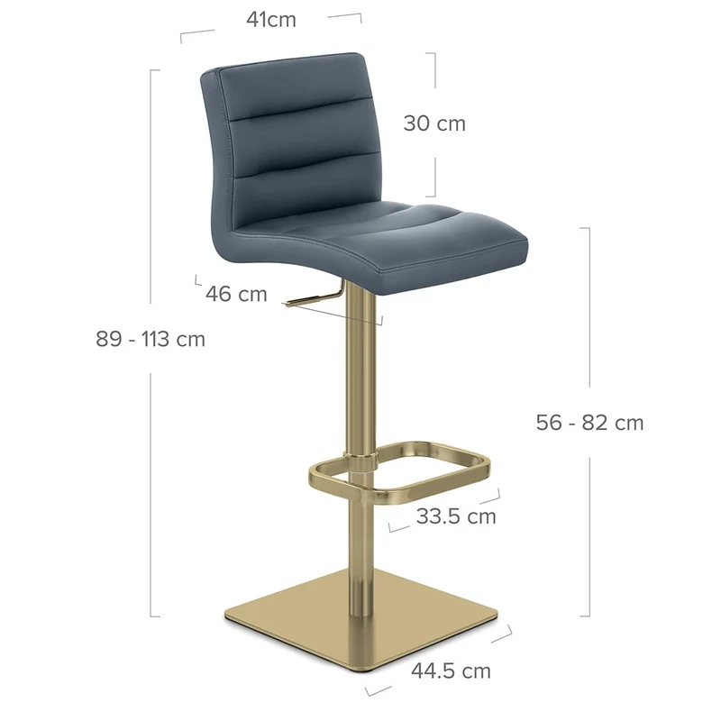 Chaise de Bar Cuir Chrome Brossé Or - Lush Bleu