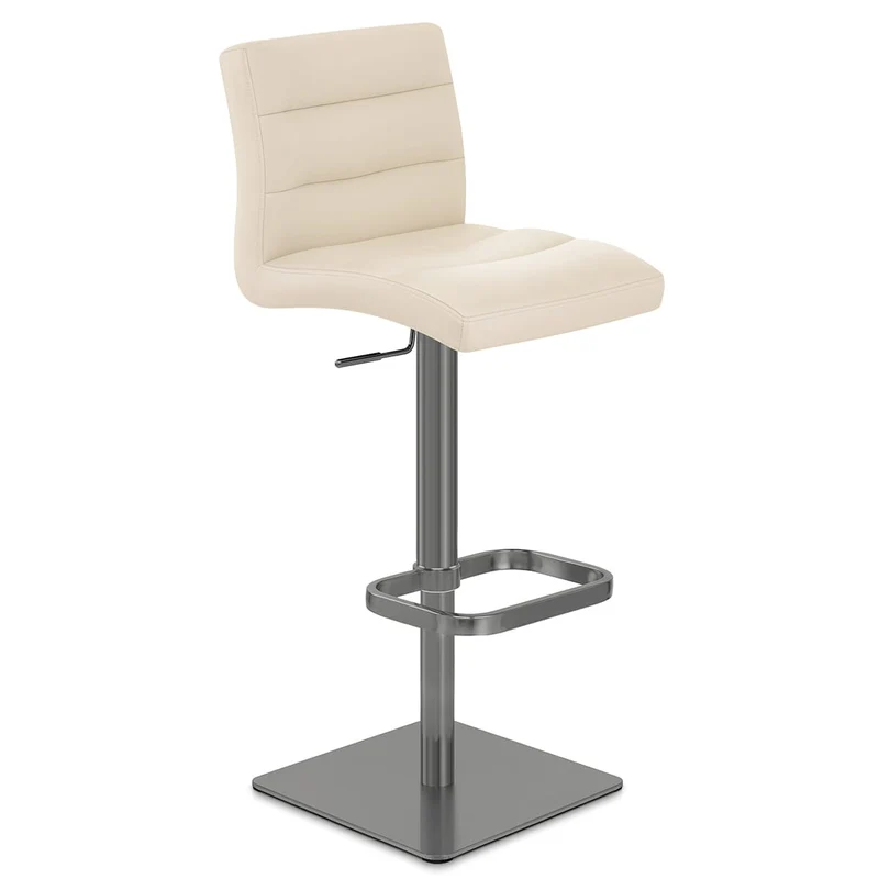 Chaise de Bar Cuir Chrome Brossé Graphite - Lush Crème