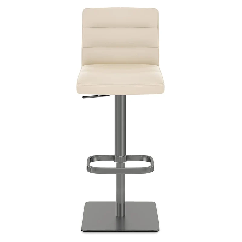 Chaise de Bar Cuir Chrome Brossé Graphite - Lush Crème