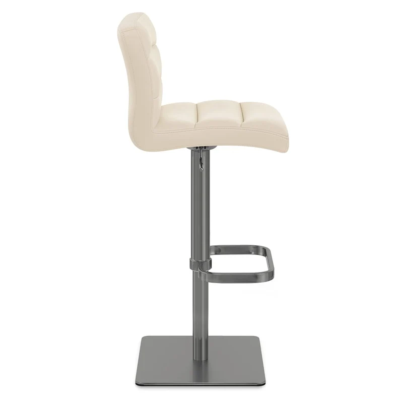 Chaise de Bar Cuir Chrome Brossé Graphite - Lush Crème